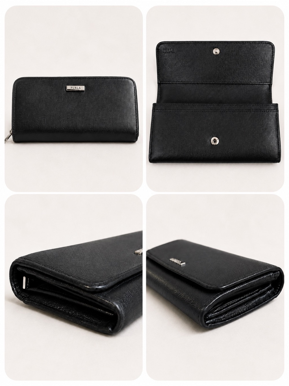 EUC Authentic Furla Black Saffiano Leather Continental Wallet